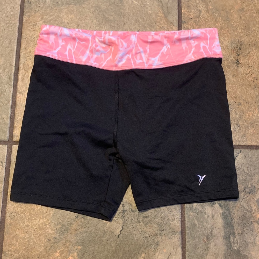 Black and pink active wear shorts